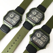 卡西歐（CASIO）100米防水世界時(shí)間:鋼帶運動(dòng)手表男AE-10WHD-1A:狂飆同款官方旗艦 AE-1200WHB-3B:綠色帆布表帶