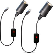 TYPE-C轉點(diǎn)煙器母座線(xiàn)汽車(chē)車(chē)載插頭電源線(xiàn)行車(chē)記錄儀5V轉12  35CM