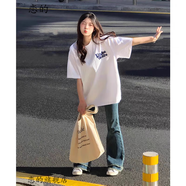 戀的100%純棉短袖T恤女夏季學(xué)生韓版寬松女生衣服夏天2024新款上衣潮 純棉白色 均碼（可備注碼數）