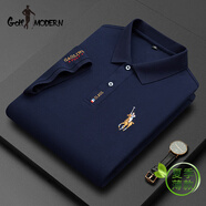 GOLF MODERN高爾夫服裝男裝短袖polo衫中年爸爸夏裝高端刺繡翻領(lǐng)體恤衫 深藍色8387 M