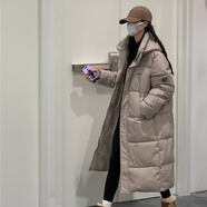 韓璐嬌（hanlujiao）羽絨棉服女長款過膝冬季新款韓系學(xué)院風(fēng)寬松顯瘦加厚保暖棉襖外套 卡其色 S（建議80-100斤）