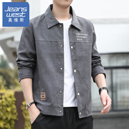 真維斯（Jeanswest）夾克男春季加絨潮牌帥氣男裝上衣潮流冬季休閑百搭外套男士衣服 深灰 XL