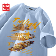 名創(chuàng)優(yōu)品（MINISO）純棉短袖t恤男夏季新款休閑圓領男生寬松半袖潮牌體恤 冰川藍 M