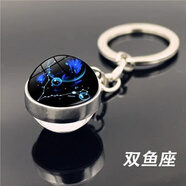 星空十二星座系列鑰匙扣掛件創(chuàng)意情侶禮品男女鑰匙鏈書包掛飾水晶 雙魚座