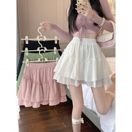 唐曉笙大碼胖mm公主蓬蓬蛋糕裙半身裙女夏季松緊高腰顯瘦a字jk百褶短裙 黑色 3XL [建議160-180斤]