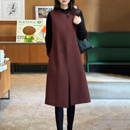 溫彌背心冬季連衣裙寬松款毛呢子女士春秋2024年新款媽媽無袖氣質打底 紅色《大氣時尚媽媽減齡遮肉大碼 M (100斤以下)