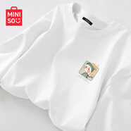 名創(chuàng)優(yōu)品（MINISO）長袖女春秋季上衣2025新款純棉打底衫寬松內(nèi)搭早秋白色休閑t恤女 白色(珍珠少女胸標(biāo)) XL (體重130-150斤)