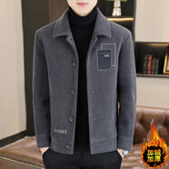 滄獅外套男短款2025新款冬裝加厚加絨韓版潮流男士夾克仿貂絨秋冬季 灰色(加絨款) 4XL (165-180斤）