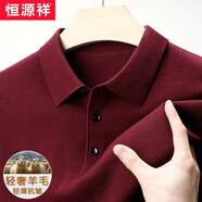恒源祥鄂爾多斯產(chǎn)100%精紡羊毛衫翻領(lǐng)長(cháng)袖毛衣秋冬款大碼羊毛絨商務(wù)打底 【100%精紡綿羊毛】紫醬紅 175/XL建議135-155斤
