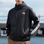 Adidas阿迪達(dá)斯男裝春季新款運(yùn)動(dòng)服休閑戶外連帽梭織風(fēng)衣夾克外套IM8806 IM7848/黑色/春季新到款 L /180/100A