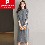 皮爾卡丹（pierre cardin）羊絨連衣裙洋氣針織套裝裙套裝秋冬2025新款時(shí)尚馬甲裙子女裝冬品 灰色 M