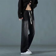 7家優(yōu)品 牛仔褲男士秋季美式高街復古休閑潮牌寬松直筒闊腿長(cháng)褲子男 405A-K333黑色 2XL