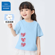 迷你真維斯 MINI JEANSWEST迷你真維斯男女童短袖t恤夏季上衣夏裝衣服兒童親膚純棉休閑半袖 【女童純棉A類(lèi)】天藍紅心小標 80