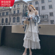 確彤裙裝法式超仙V領(lǐng)中長(cháng)款吊帶蛋糕女2026新款韓版海邊度假沙灘裙 白色 L