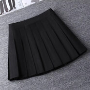 蘭威費雷秋冬新款女裝加肥寬松毛呢加厚百褶半身裙短裙37971 黑色(西裝面料) S 建議80-95斤