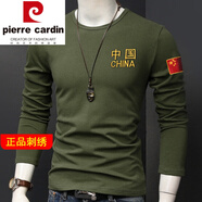 皮爾卡丹（pierre cardin）迷彩t恤長袖軍旅軍事風男裝刺繡中國軍迷體恤打底衫秋衣服 803軍綠 XL(120斤左右)