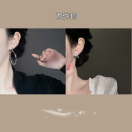 QUAMER復(fù)古耳環(huán)女港風(fēng)蚊香盤耳夾圓臉新款無耳洞夸張耳飾 銀色復(fù)古圈圈耳夾+蝴蝶結(jié)鋯石耳