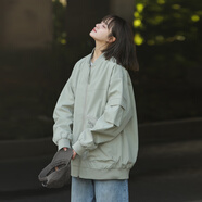NY-MR潮牌棒球服外套男女士同款潮流立領(lǐng)純色簡(jiǎn)約休閑夾克學(xué)生百搭衣服 HTLB-J156#豆綠色 XL