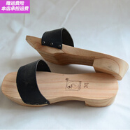 TWTCKPI廣西鄉(xiāng)村傳統(tǒng)木屐拖鞋元真復(fù)古木鞋鄉(xiāng)村懷舊男女大碼木拖鞋跳舞鞋 黑色 無底膠 37