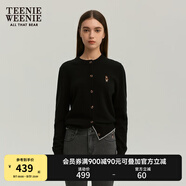 Teenie Weenie小熊女裝簡約針織衫女秋冬針織開衫罩衫短外套上衣 黑色 L (170)