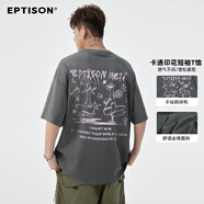衣品天成  EPTISON鴨子印花短袖t恤2024年夏季新款男士潮流寬松上衣情侶 暗夜灰 175