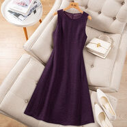 小香風(fēng)背心裙女秋冬高級感打底馬甲裙2025新款毛呢連衣裙修身顯瘦 紫紅色 XL  110-120斤