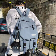 Bestform帝柏書包高中生ins潮酷校園背包初中大學(xué)生簡(jiǎn)約大容量雙肩包韓版 藍(lán)色大號(hào) 單個(gè)書包無(wú)掛件