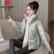 皮爾卡丹亮面免洗棉服女2025冬季新款短款立領(lǐng)韓版加厚款羽絨棉服外套女裝 豆綠色【亮皮棉衣】 XL 105-120斤