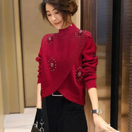 盛昭達(dá)本命年蛇年女紅毛衣新款秋冬高領(lǐng)寬松針織衫洋氣時(shí)尚百搭紅色毛衣 紅色【炮珠】 S 【建議90-100斤】