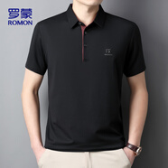羅蒙（ROMON）T恤男短袖潮流夏季冰絲POLO衫上衣休閑商務(wù)半袖翻領(lǐng)打底衫黑3XL