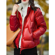 慕舍（mushe）輕奢女裝高端小個(gè)子短款輕薄羽絨服女秋冬裝新款白鴨絨冬季外套 紅色 M (105) 默認1