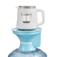 美能迪桶裝水燒水壺一體機電動上水自動抽水器帶加熱燒水器大桶水泡茶桶裝水飲水機底上水電熱水壺 藍色【底部上水】+雙層玻璃壺 1L