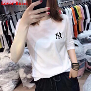 LOVER RUCCI七分袖t恤女純棉寬松內(nèi)搭打底衫2025年春秋款新款正肩中袖上衣潮 701-15白色 L 適合105-115斤