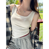 COLORFUL GEMS新款純色吊帶背心女夏外穿遮副乳無胸墊短款上衣廣州十三行 白色【版】 M