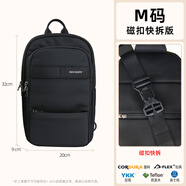 巖途（rockway）休閑百搭胸包多用途男包手機包防潑水商務(wù)斜挎背包男士日常單肩包 胸包黑色【快拆版】M碼
