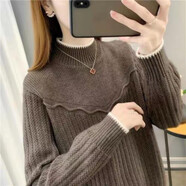 吻璦吻璦針織衫女套頭年秋冬新款毛衣女裝半高領(lǐng)麻花打底衫外穿保暖 咖啡色28817 M（適合100-110斤）