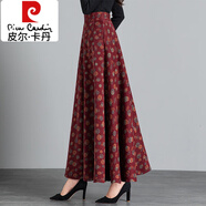 皮爾卡丹（pierre cardin）2025秋冬新款印花半身裙女百搭高腰a字裙中長款大擺顯瘦大碼長裙 H22紅底小花朵 S 1.8-1.9尺
