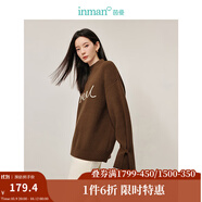 茵曼（INMAN）半高領(lǐng)毛衣2025春秋季女裝新款開(kāi)叉長(zhǎng)袖套頭打底衫針織衫 棕色 XL