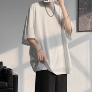 玉格格吉祥8XL-M重磅特大碼港風(fēng)短袖T恤男士戶(hù)外休閑半袖男胖子五分袖體恤衫 白色 M