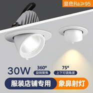 象鼻燈30W服裝店專用led嵌入式可調(diào)角度女裝店鋪商用高亮cob射燈 【30W】Ra95（開孔11.5-12.5CM) 中性光4000K