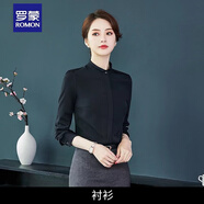 羅蒙西裝女套裝2025新款春夏正裝工作西服套裝售樓部酒店經(jīng)理工作服女 黑色襯衫 S