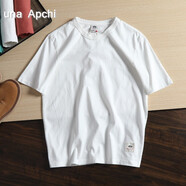 Rogosky香港潮牌純棉休閑短袖T恤男夏季新款薄款半袖衫寬松圓領(lǐng)百搭上衣 白色 M