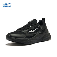 鴻星爾克（ERKE）男士運動(dòng)鞋網(wǎng)面透氣耐磨輕便跑步鞋軟底減震青年潮流百搭老爹鞋男 正黑/亮銀 39