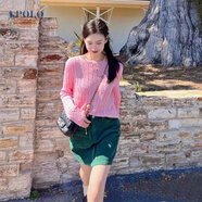 JSNY SPORT春季新品美國拉夫勞倫外套麻花毛衣女羊毛圓領(lǐng)針織衫 粉色套頭小馬 XL