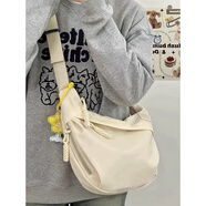 盛菲曼新款春夏ins日系餃子包女休閑百搭少女斜挎包百搭純色通勤單肩包 米白色【小黃花】