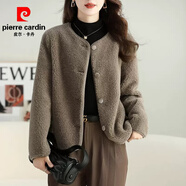 皮爾卡丹（pierre cardin）毛外套2025冬季新款顆粒皮毛一體大衣女短款小香風(fēng)毛毛外套女 灰色 XL 建議115-128斤