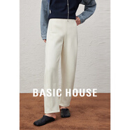 Basic House/百家好加厚加絨休閑褲女秋冬香蕉褲奶奶褲保暖百搭寬松顯瘦新款 米色 L 110-120斤