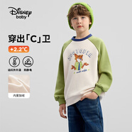 迪士尼（DISNEY）童裝兒童男童加絨插肩袖衛衣保暖抗靜電上衣24冬DB441EE10綠140