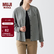 无印良品（MUJI）女式法兰绒 立领衬衫 格子 内搭 衬衣  BCB19C1A 黑色格纹 S