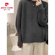 皮爾卡丹藍(lán)色浣熊絨圓領(lǐng)慵懶風(fēng)毛衣女秋冬季新歐洲站時(shí)尚洋氣針織上衣 深灰色【小個(gè)子/軟糯奶fufu/糯嘰 XL